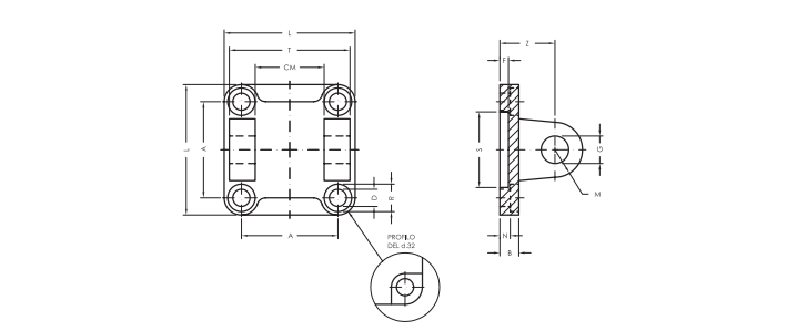 Female Hinge MP2 Alluminium - Product structure
