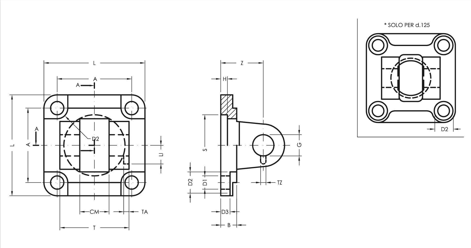 Narrow Female Hinge For Square Joint with Articulated Head DIN648K Stainless Steel - Product structure