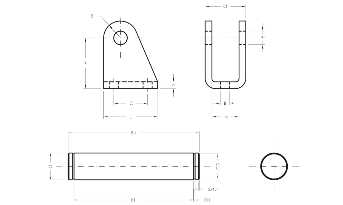 Female Hinge with Pin - Product structure